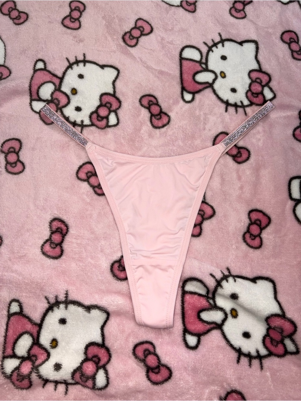 Pink Stretch Bikini Bottom with Sparkle Side Straps